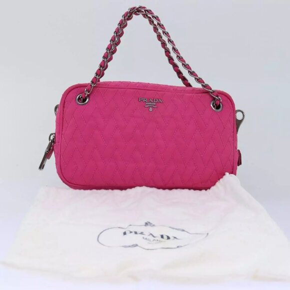 PRADA Chain Hand Bag Nylon Pink Auth - Picture 2 of 16